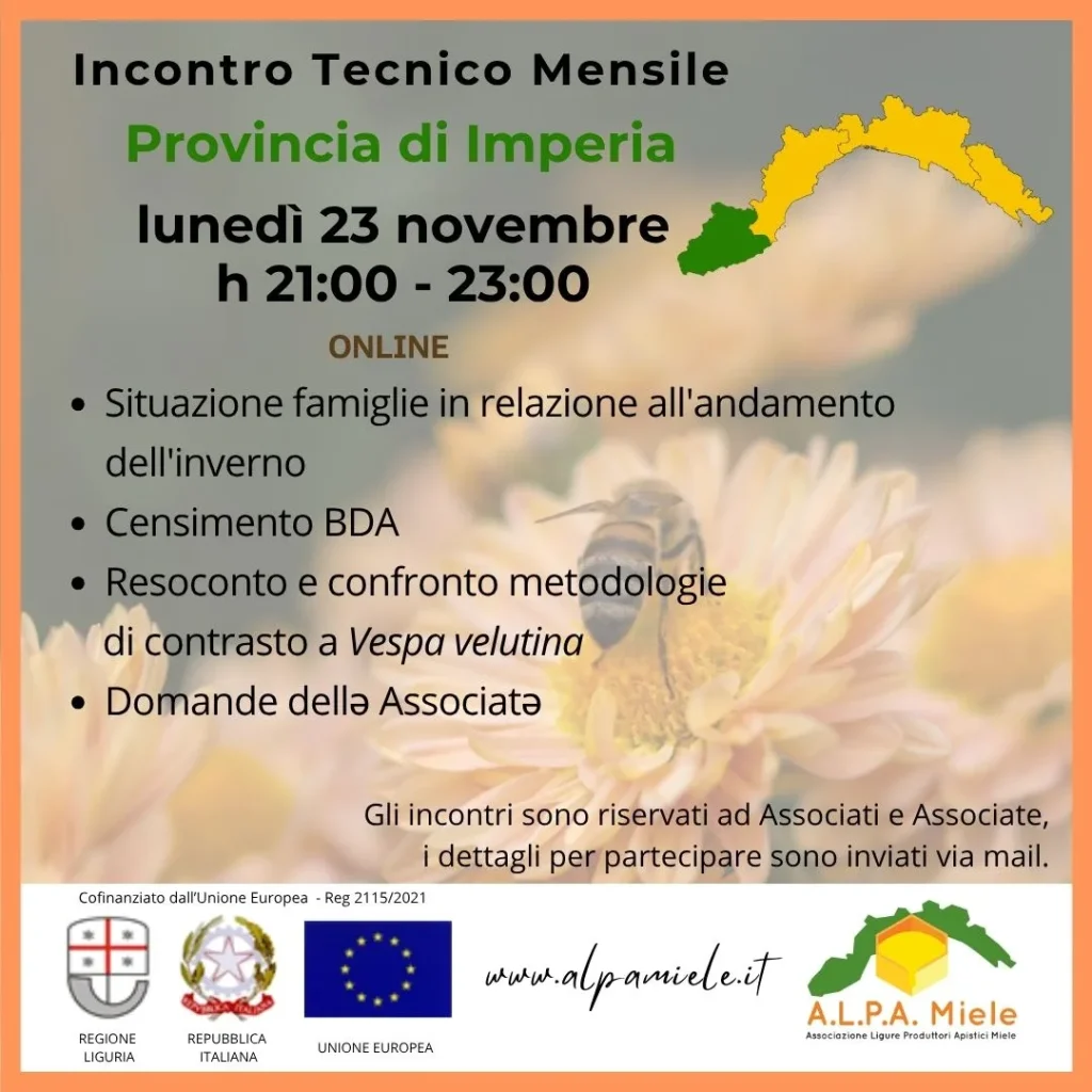 Locandina dell’incontro tecnico online di Imperia organizzato da ALPA Miele nel novembre 2026